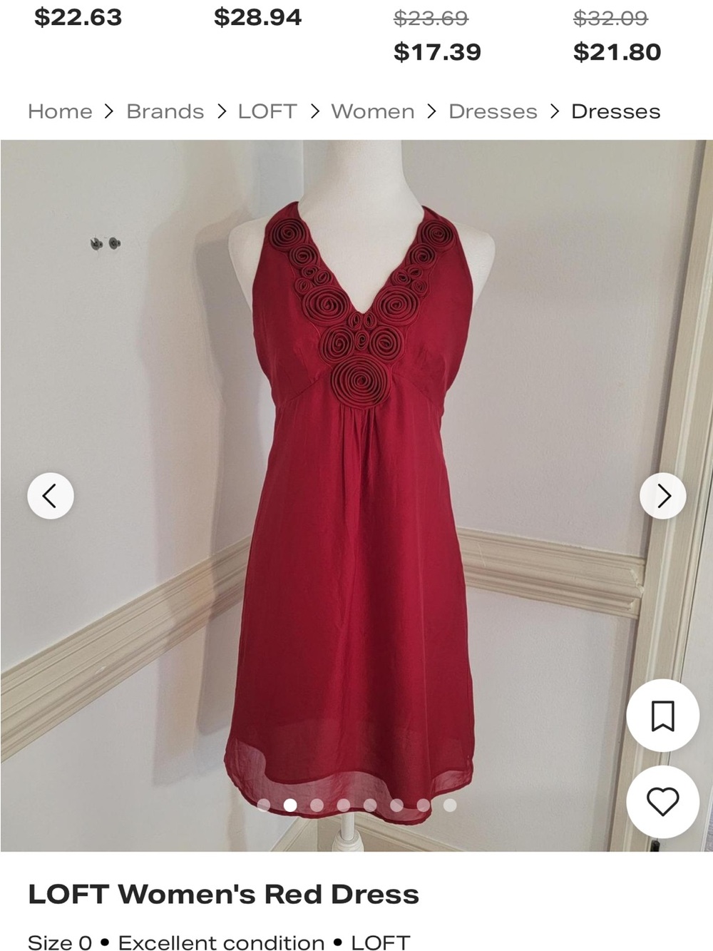 Ann Taylor Loft V-Neck Burgundy Sleeveless Dress with Rosettes size 4P red - Picture 2 of 8
